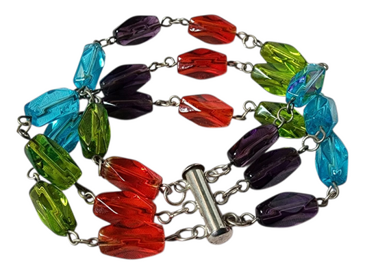Multi Strand Bracelet, Rainbow Glass
