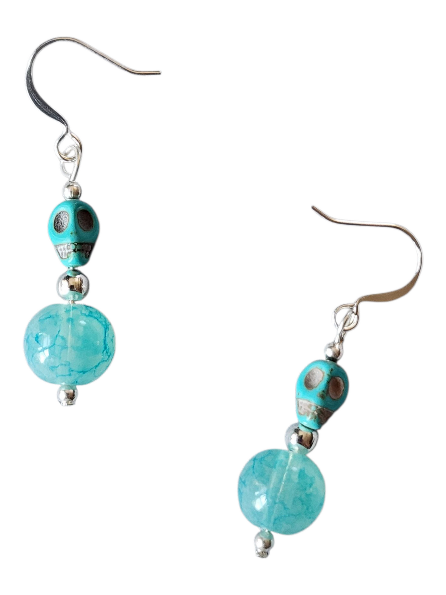 Beaded Earring - Skulls and Crystal, Assorted Colors