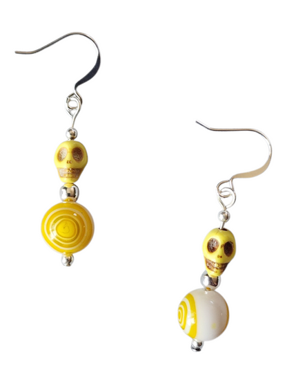 Beaded Earring - Skulls and Crystal, Assorted Colors