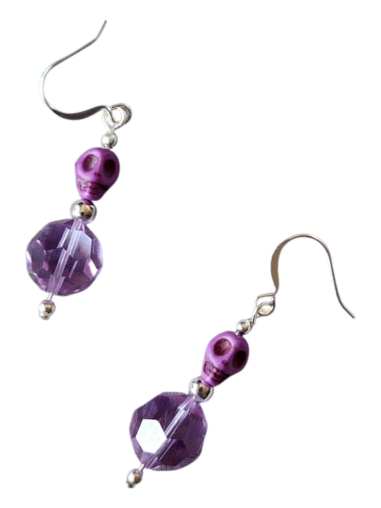Beaded Earring - Skulls and Crystal, Assorted Colors