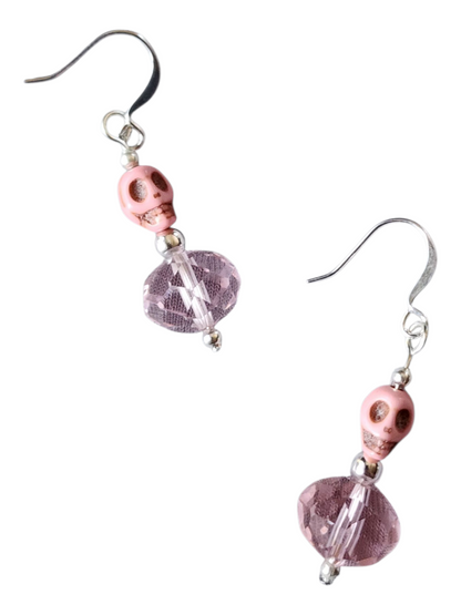 Beaded Earring - Skulls and Crystal, Assorted Colors