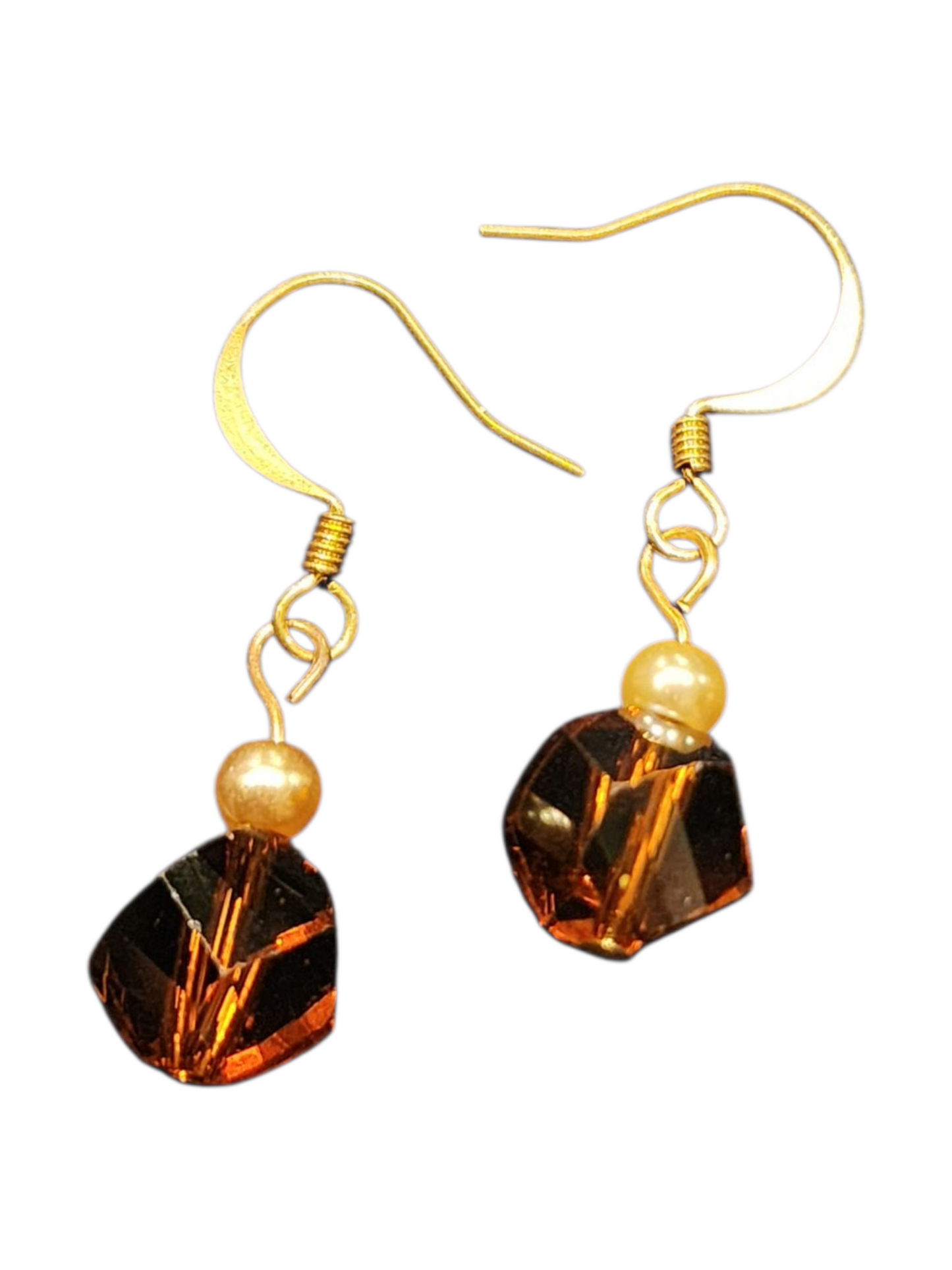 Handmade Glass & Crystal Earrings, Simple Assorted Colors - Browns