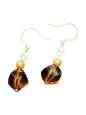 Handmade Glass & Crystal Earrings, Simple Assorted Colors - Browns