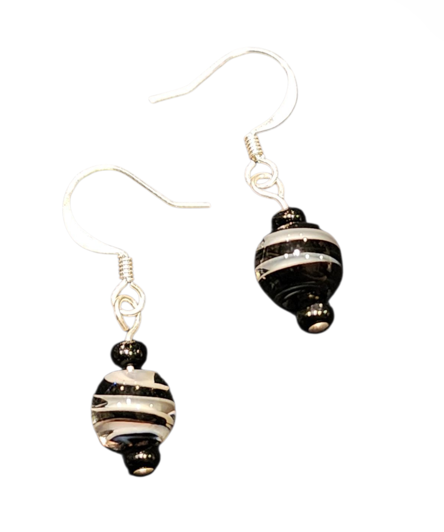 Handmade Glass & Crystal Earrings, Simple Assorted Colors - Blacks & Greys