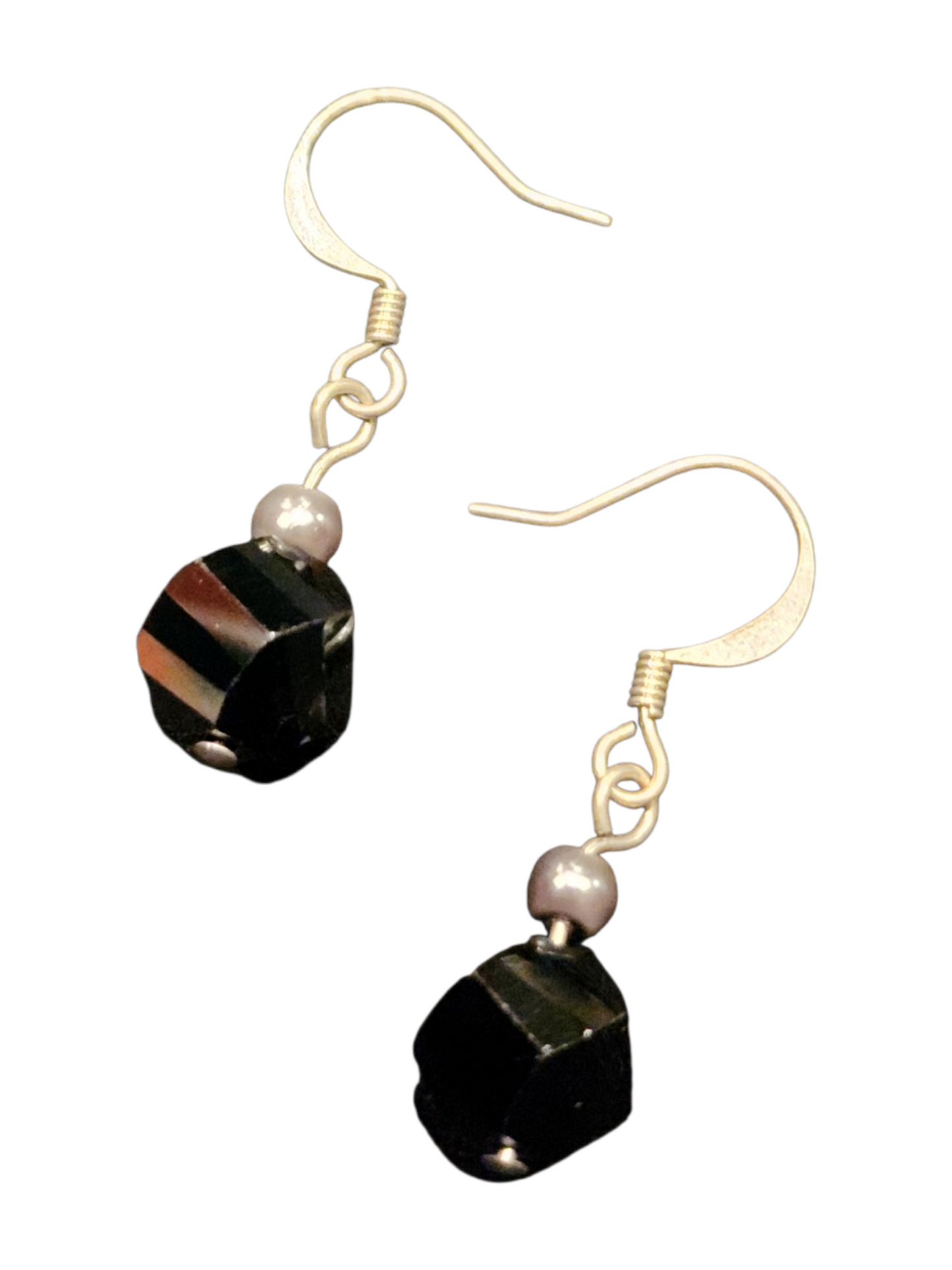 Handmade Glass & Crystal Earrings, Simple Assorted Colors - Blacks & Greys