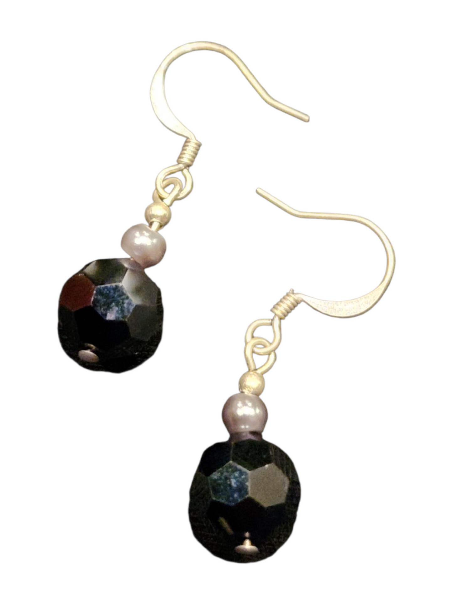 Handmade Glass & Crystal Earrings, Simple Assorted Colors - Blacks & Greys