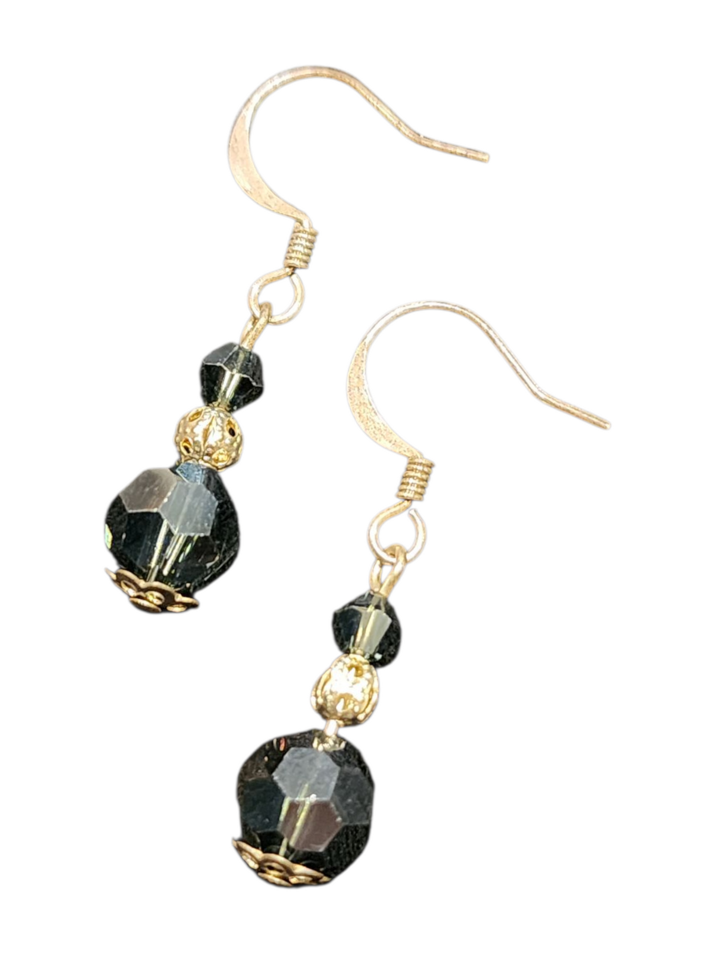 Handmade Glass & Crystal Earrings, Simple Assorted Colors - Blacks & Greys
