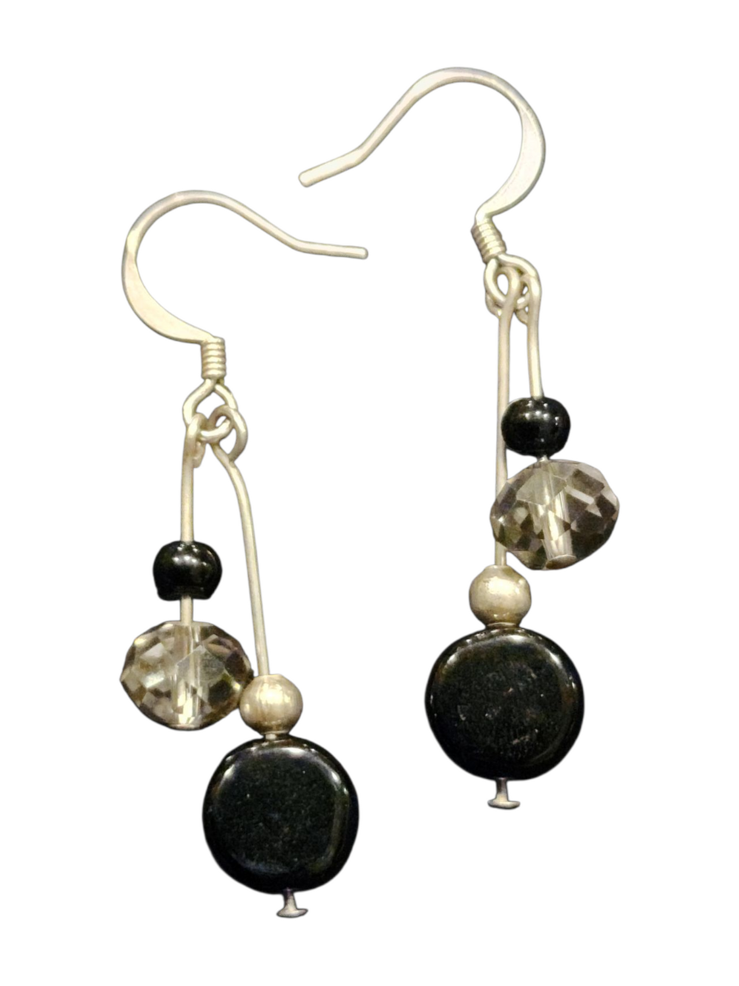 Handmade Glass & Crystal Earrings, Simple Assorted Colors - Blacks & Greys
