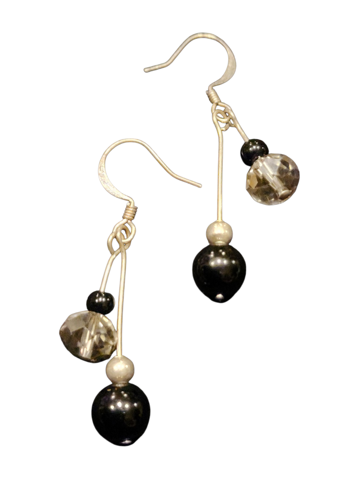 Handmade Glass & Crystal Earrings, Simple Assorted Colors - Blacks & Greys