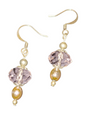 Handmade Glass & Crystal Earrings, Simple Assorted Colors - Pinks