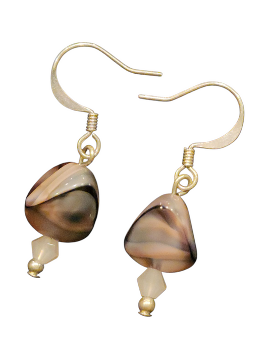 Handmade Glass & Crystal Earrings, Simple Assorted Colors - Pinks