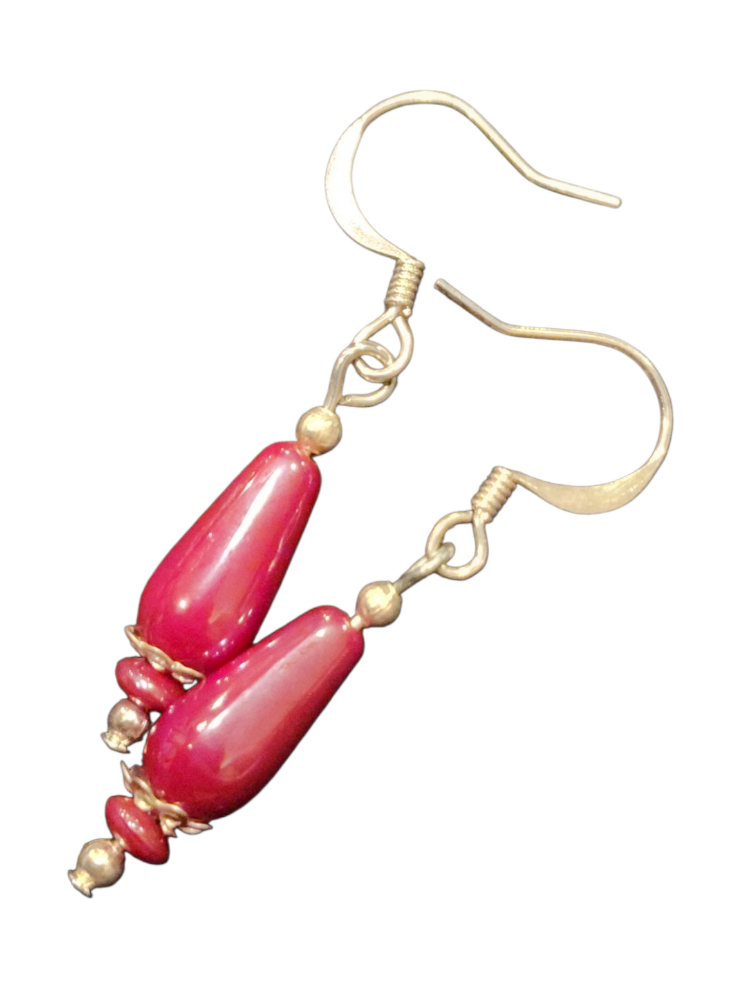 Handmade Glass & Crystal Earrings, Simple Assorted Colors - Reds