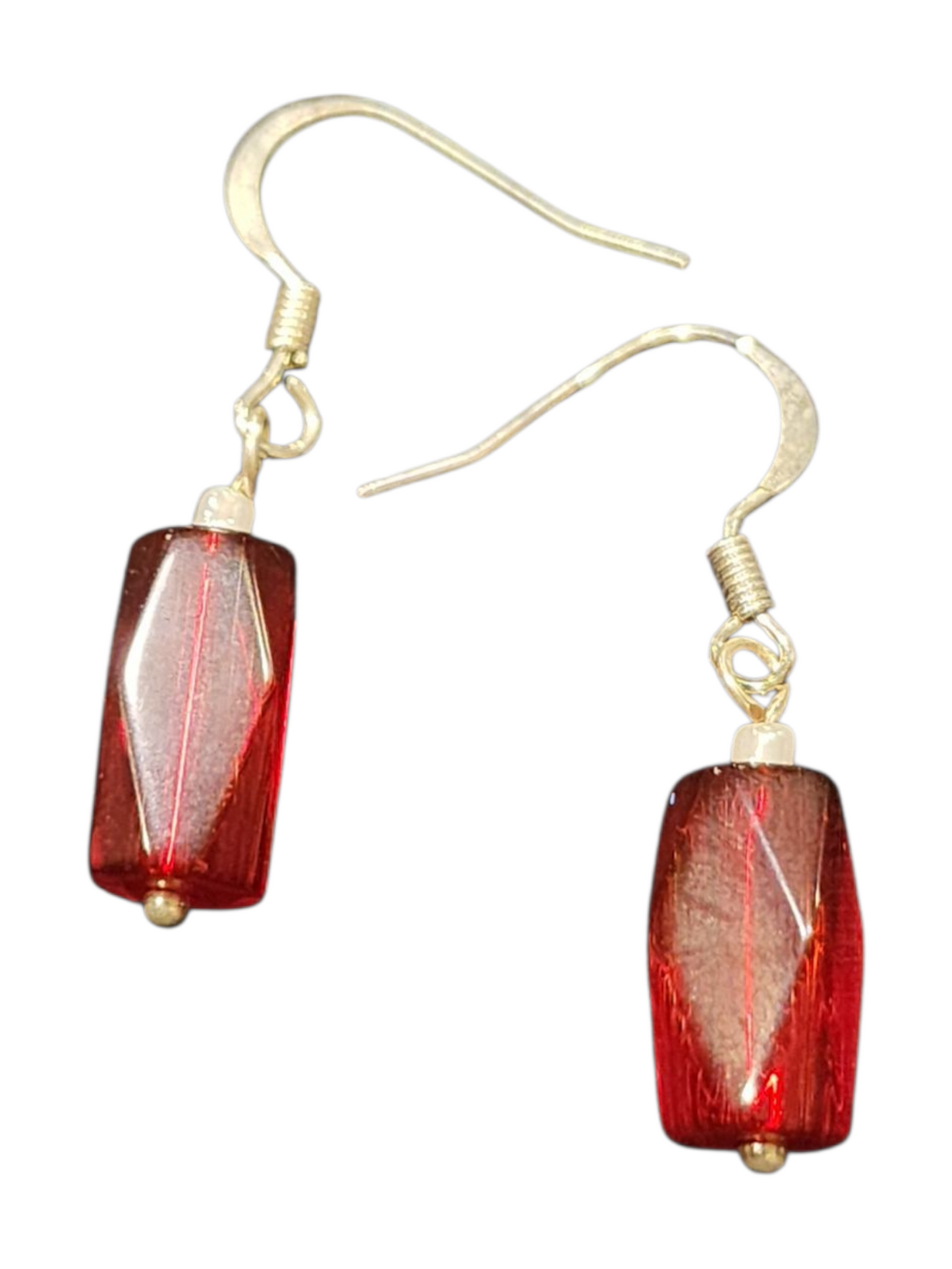Handmade Glass & Crystal Earrings, Simple Assorted Colors - Reds