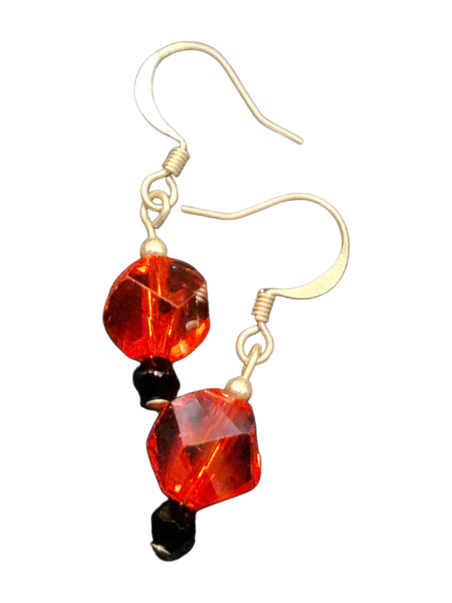 Handmade Glass & Crystal Earrings, Simple Assorted Colors - Reds