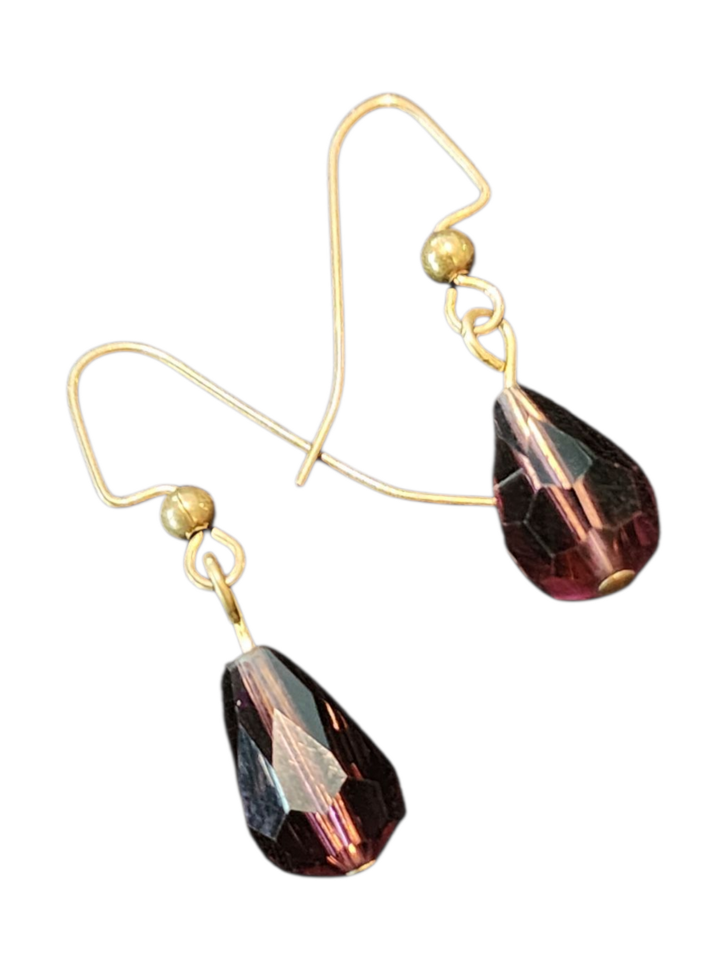 Handmade Glass & Crystal Earrings, Simple Assorted Colors - Purples