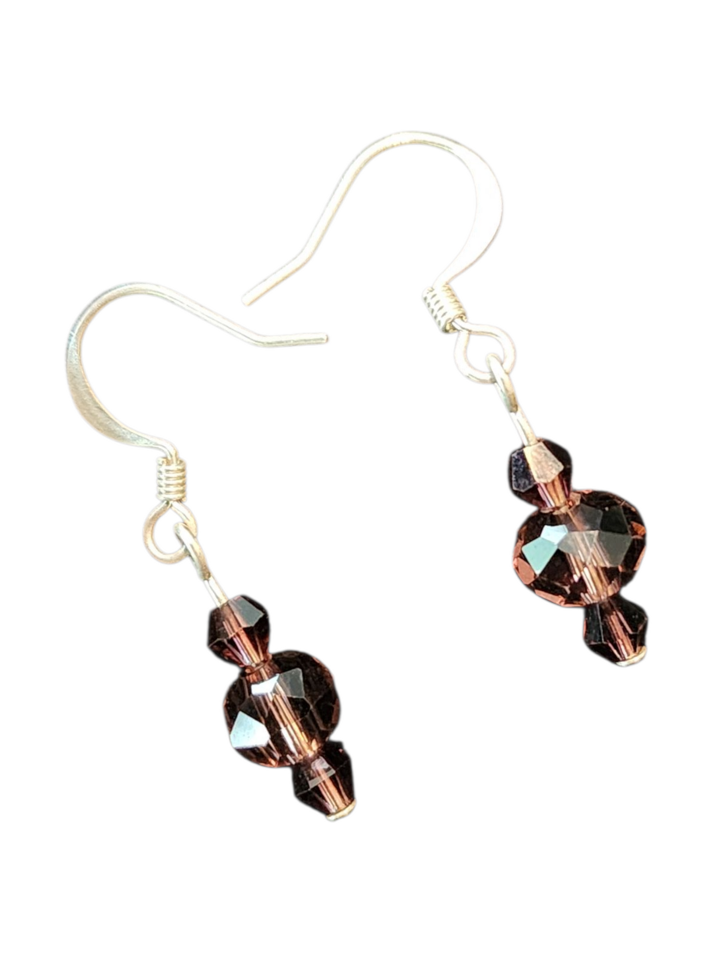 Handmade Glass & Crystal Earrings, Simple Assorted Colors - Purples