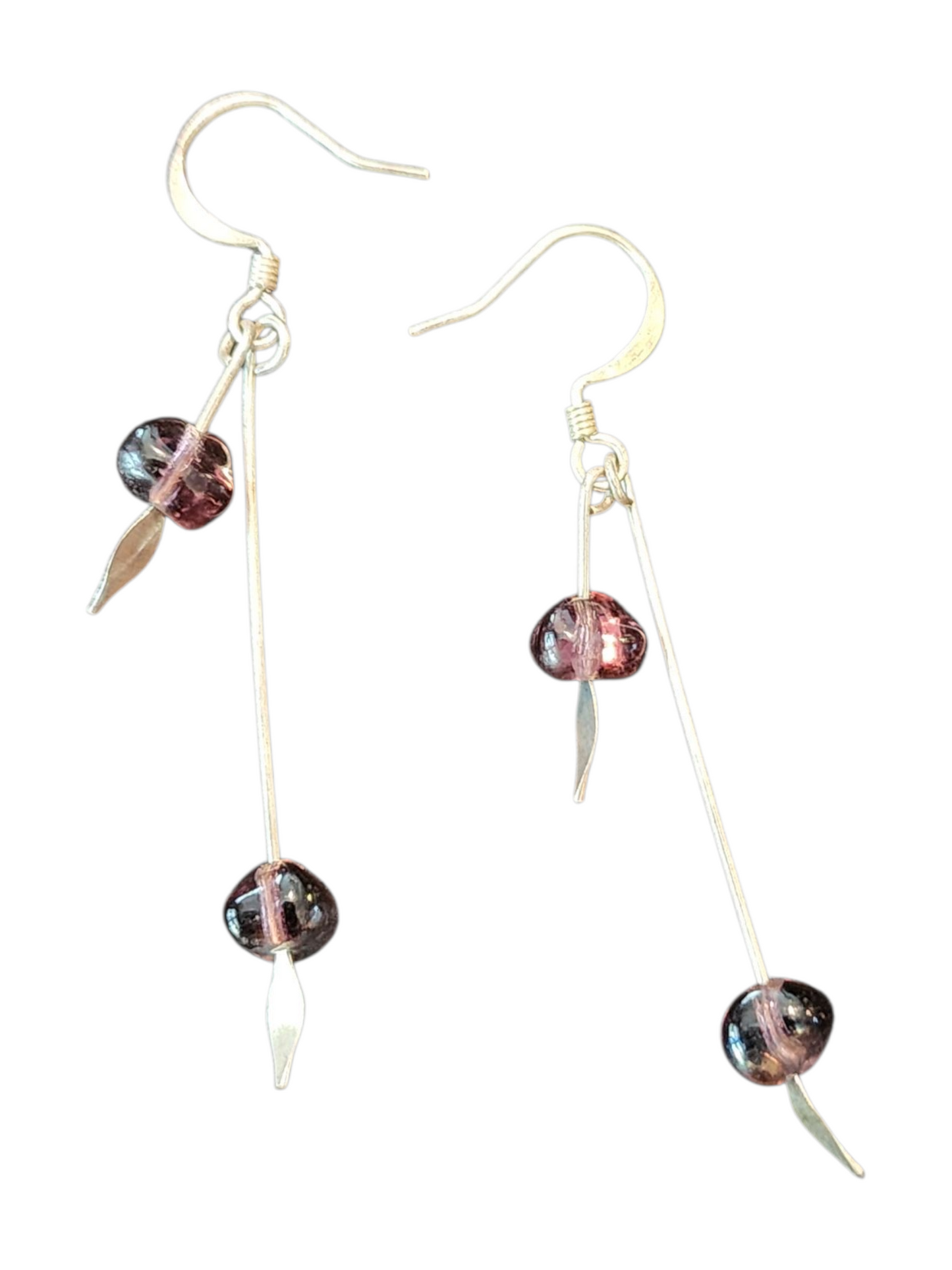 Handmade Glass & Crystal Earrings, Simple Assorted Colors - Purples