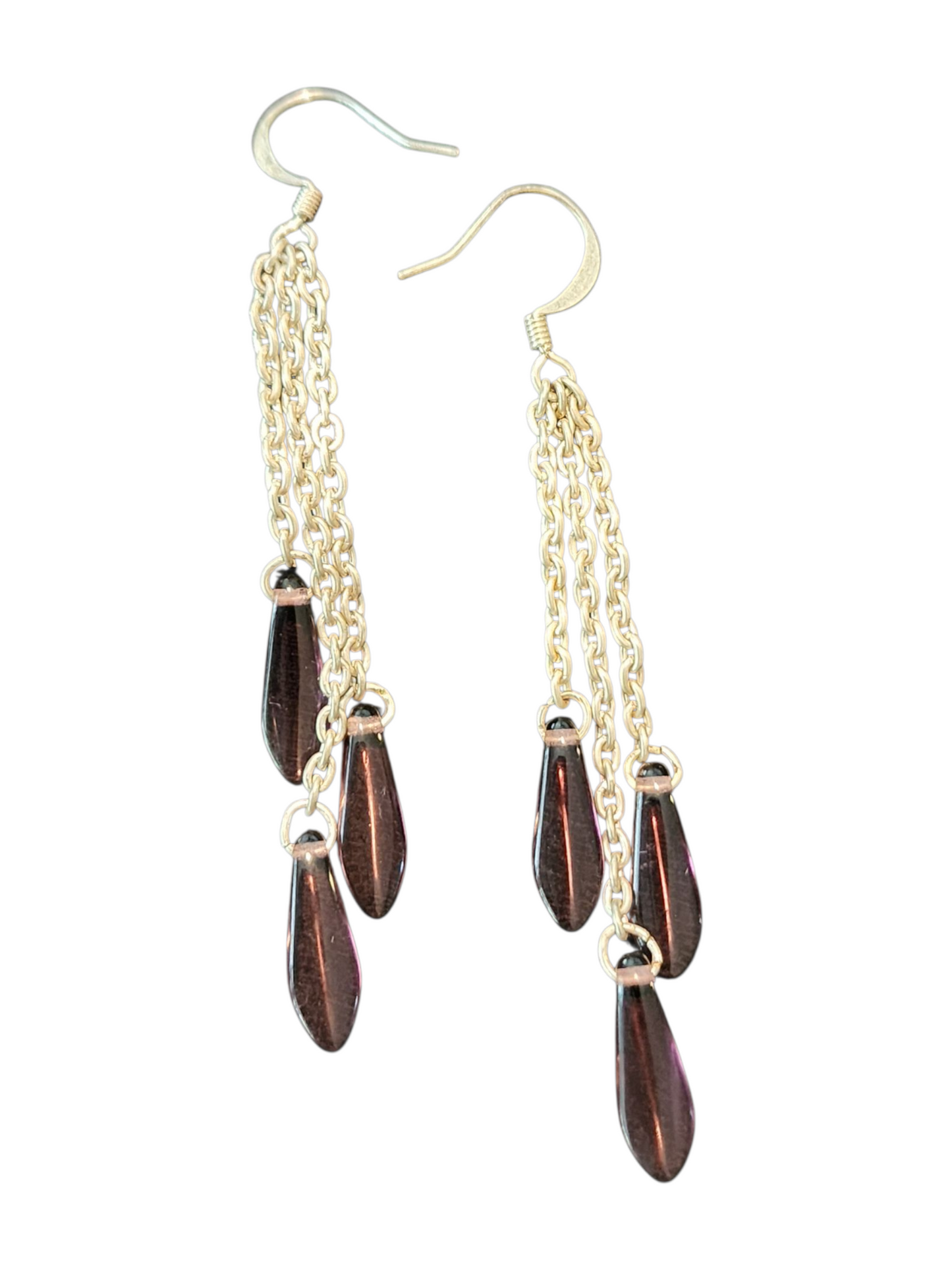 Handmade Glass & Crystal Earrings, Simple Assorted Colors - Purples