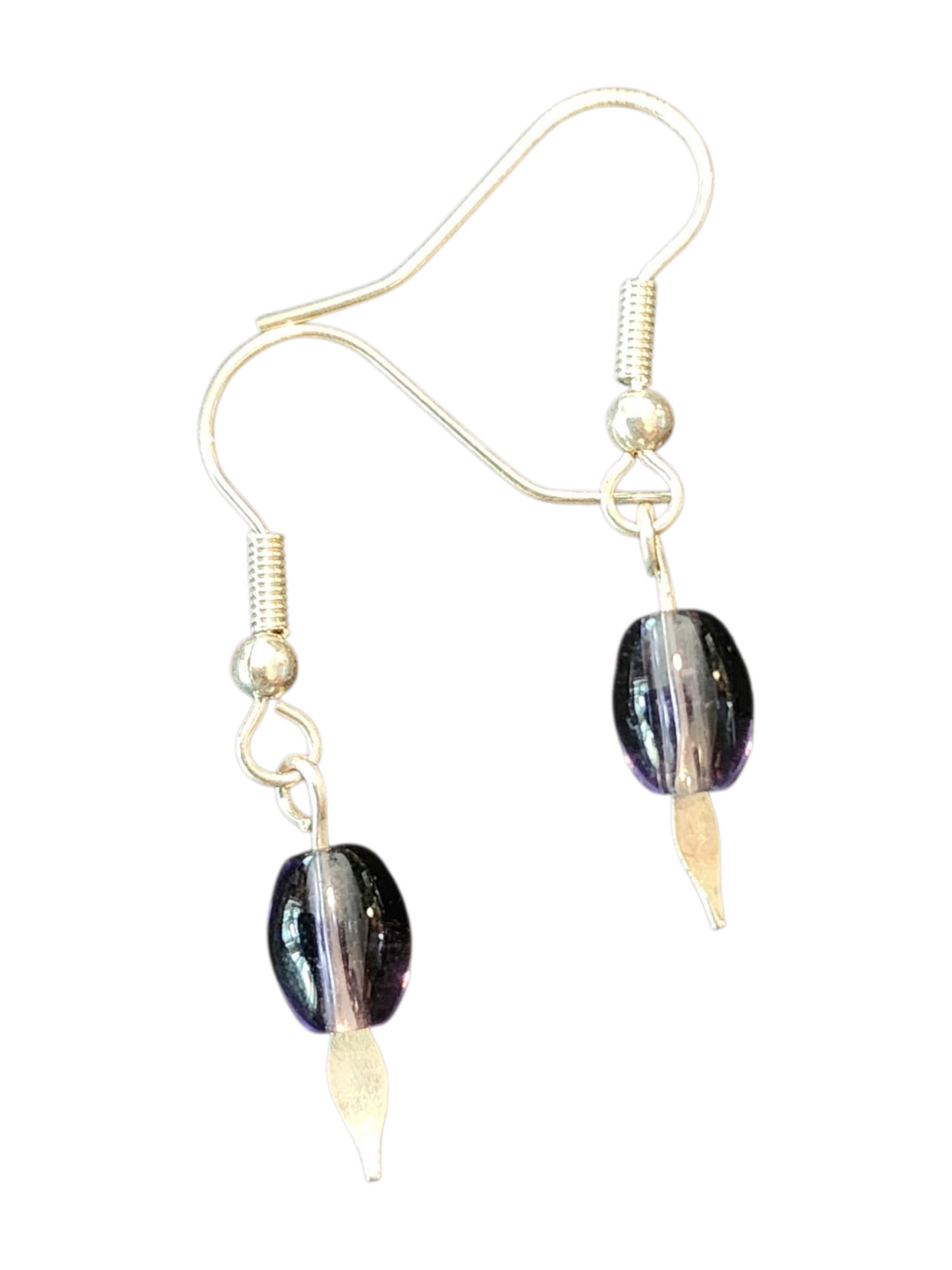 Handmade Glass & Crystal Earrings, Simple Assorted Colors - Purples