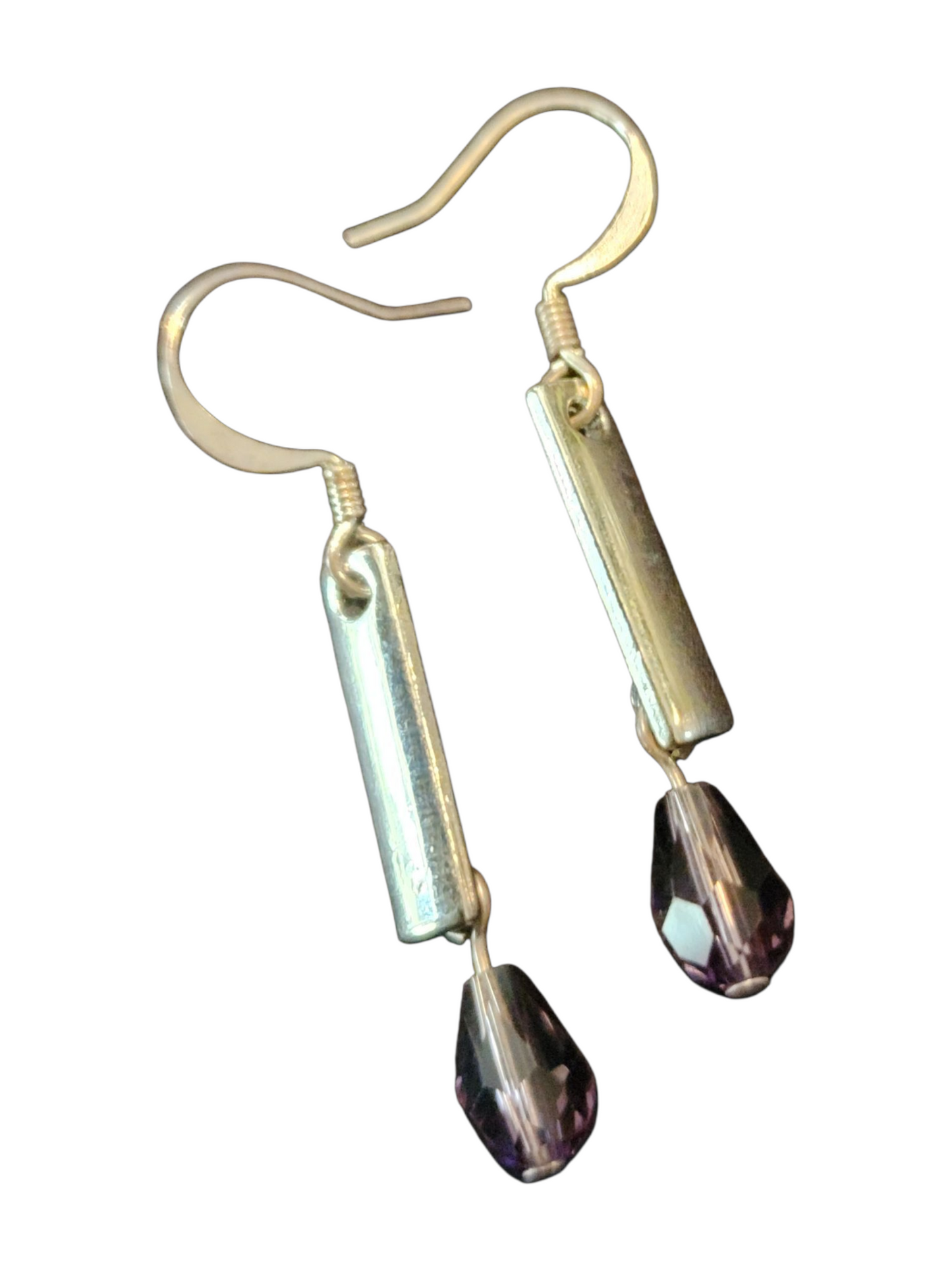 Handmade Glass & Crystal Earrings, Simple Assorted Colors - Purples