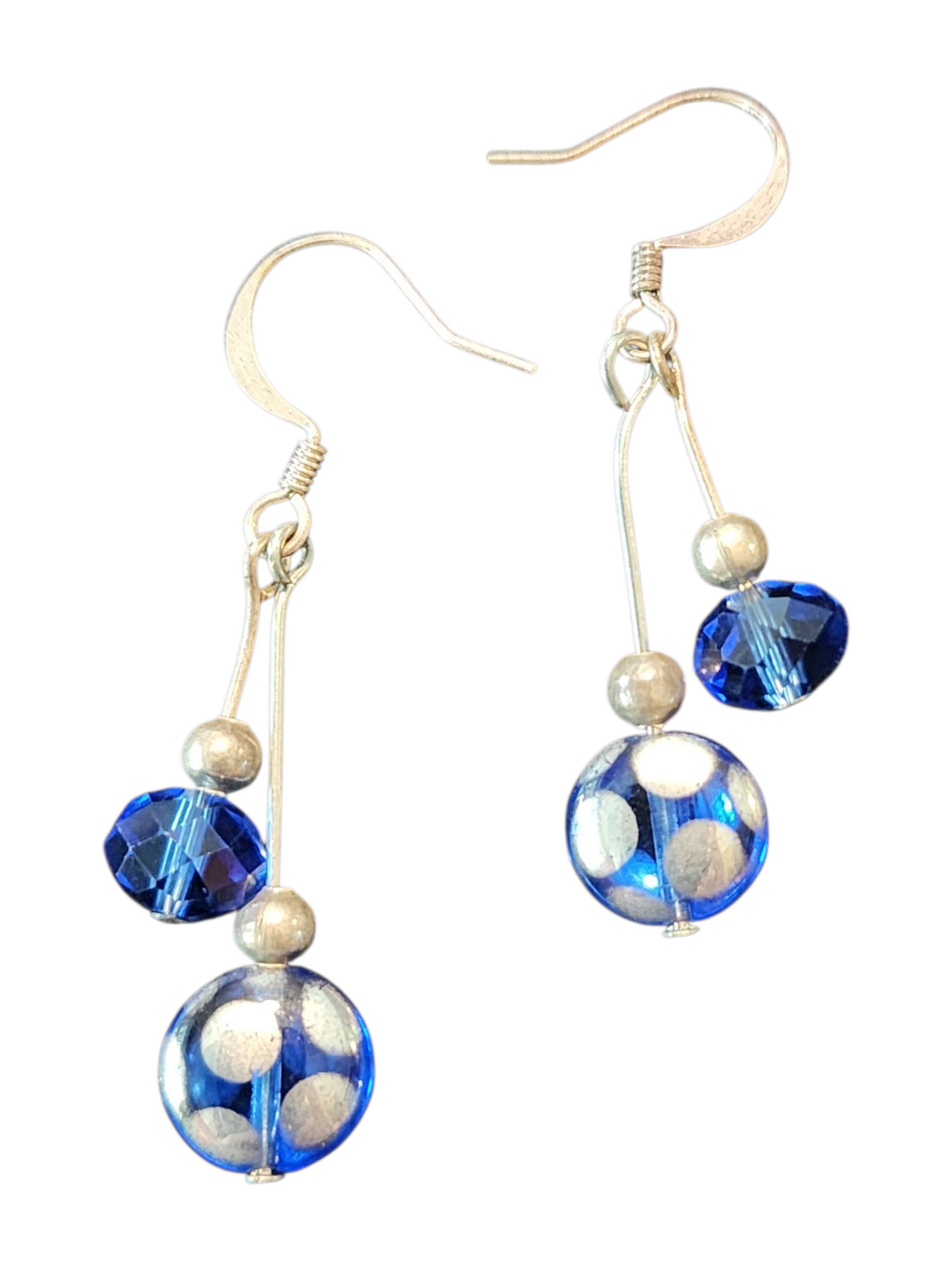 Handmade Glass & Crystal Earrings, Simple Assorted Colors - Blues