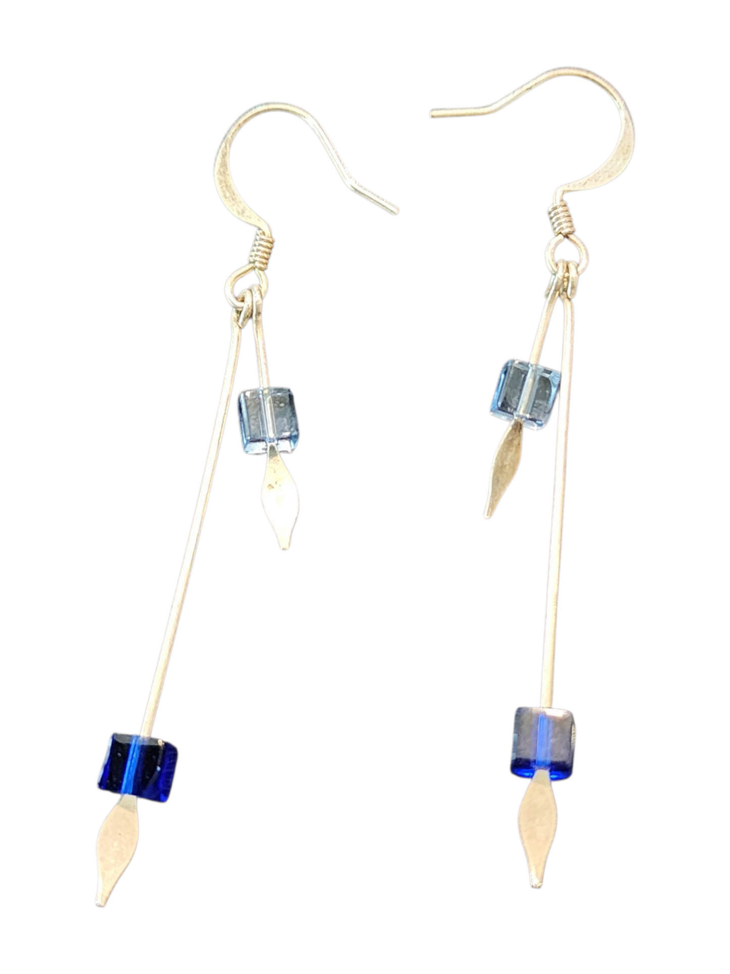 Handmade Glass & Crystal Earrings, Simple Assorted Colors - Blues