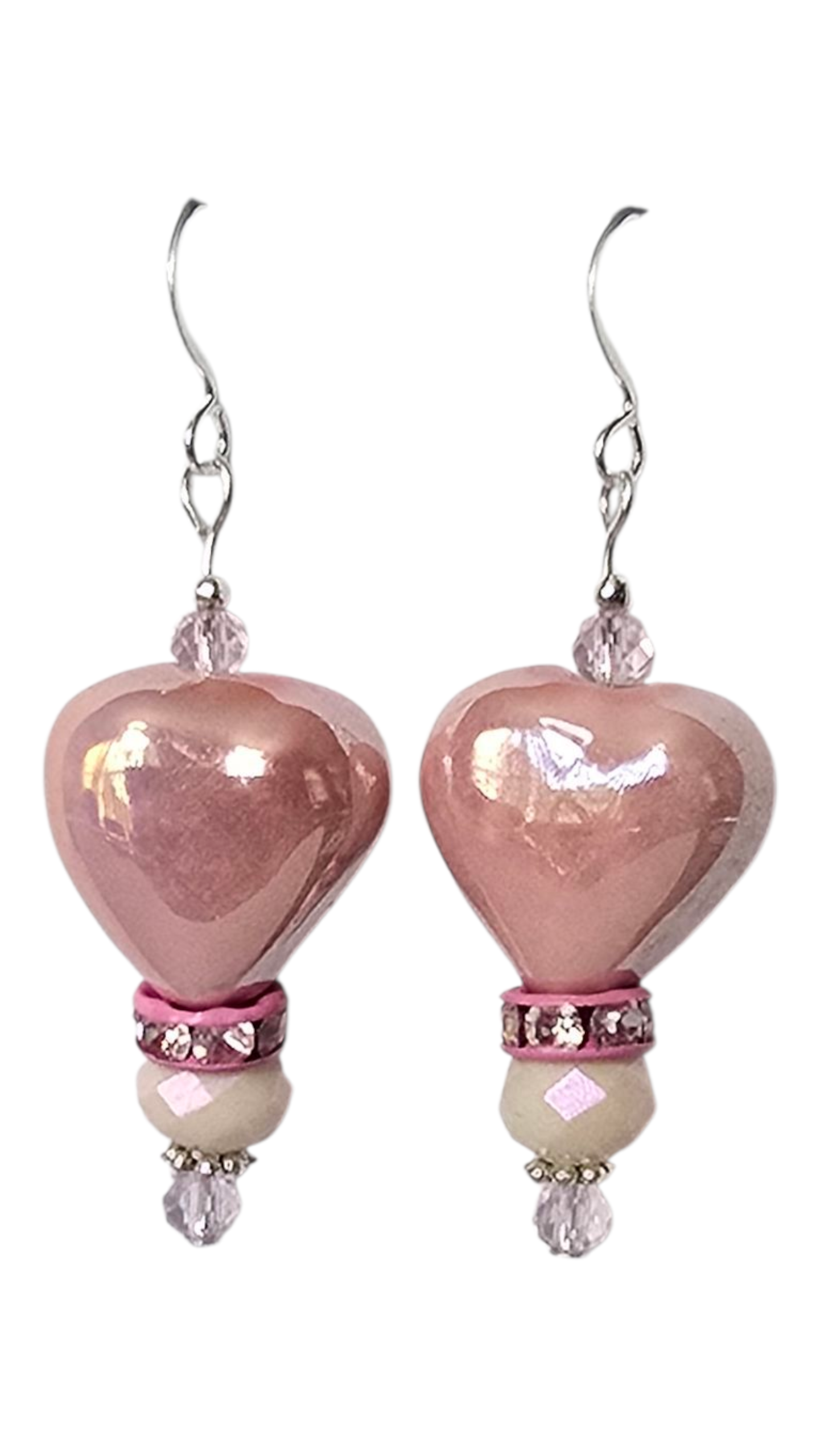 Beaded Earrings - Crystal Heart