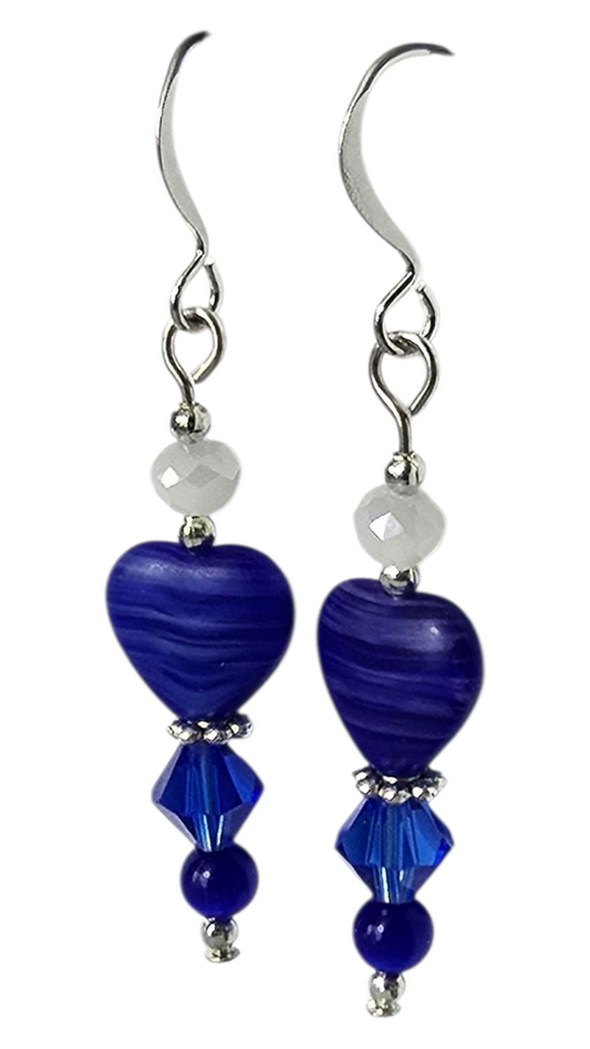 Beaded Earrings - Crystal Heart
