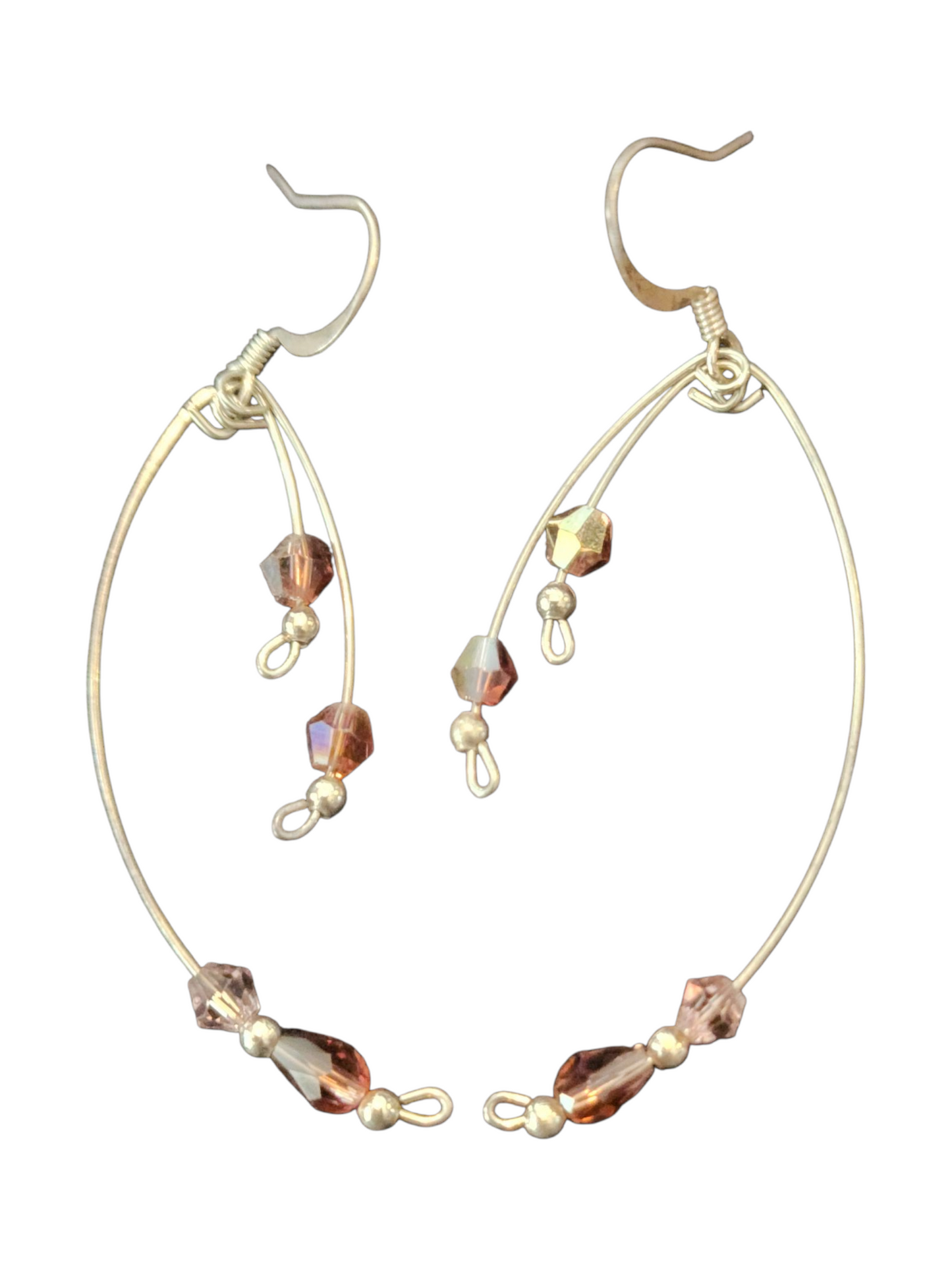 Handmade Memory Wire Earrings, Assorted Glass & Crystal Designs