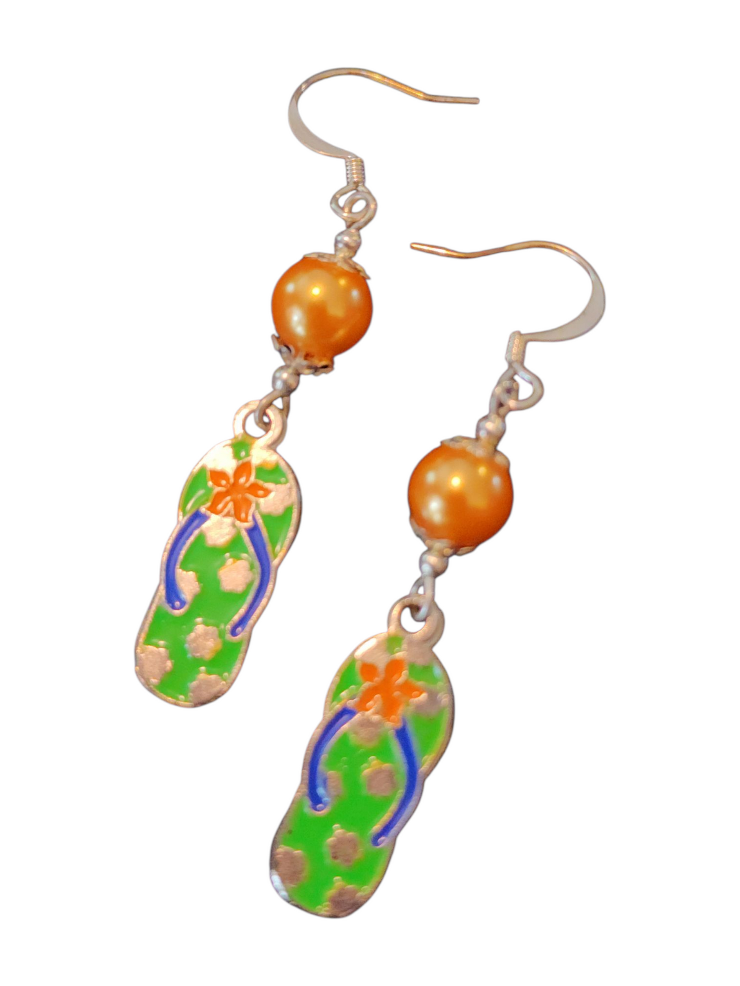 Handmade Enamel Metal Charm Earrings – Flip Flops, Assorted Colors