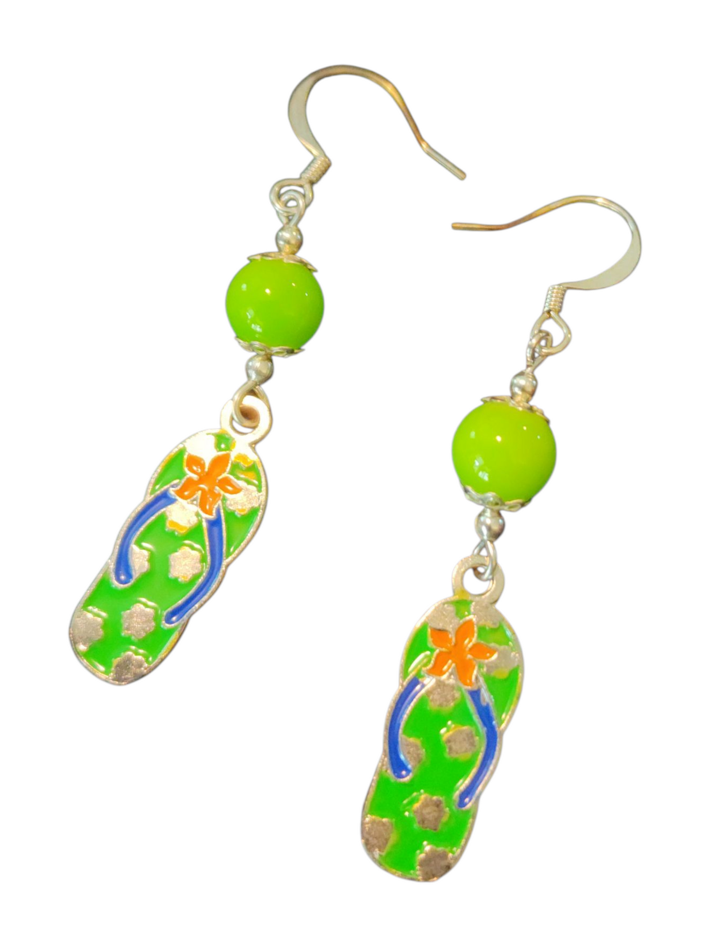 Handmade Enamel Metal Charm Earrings – Flip Flops, Assorted Colors