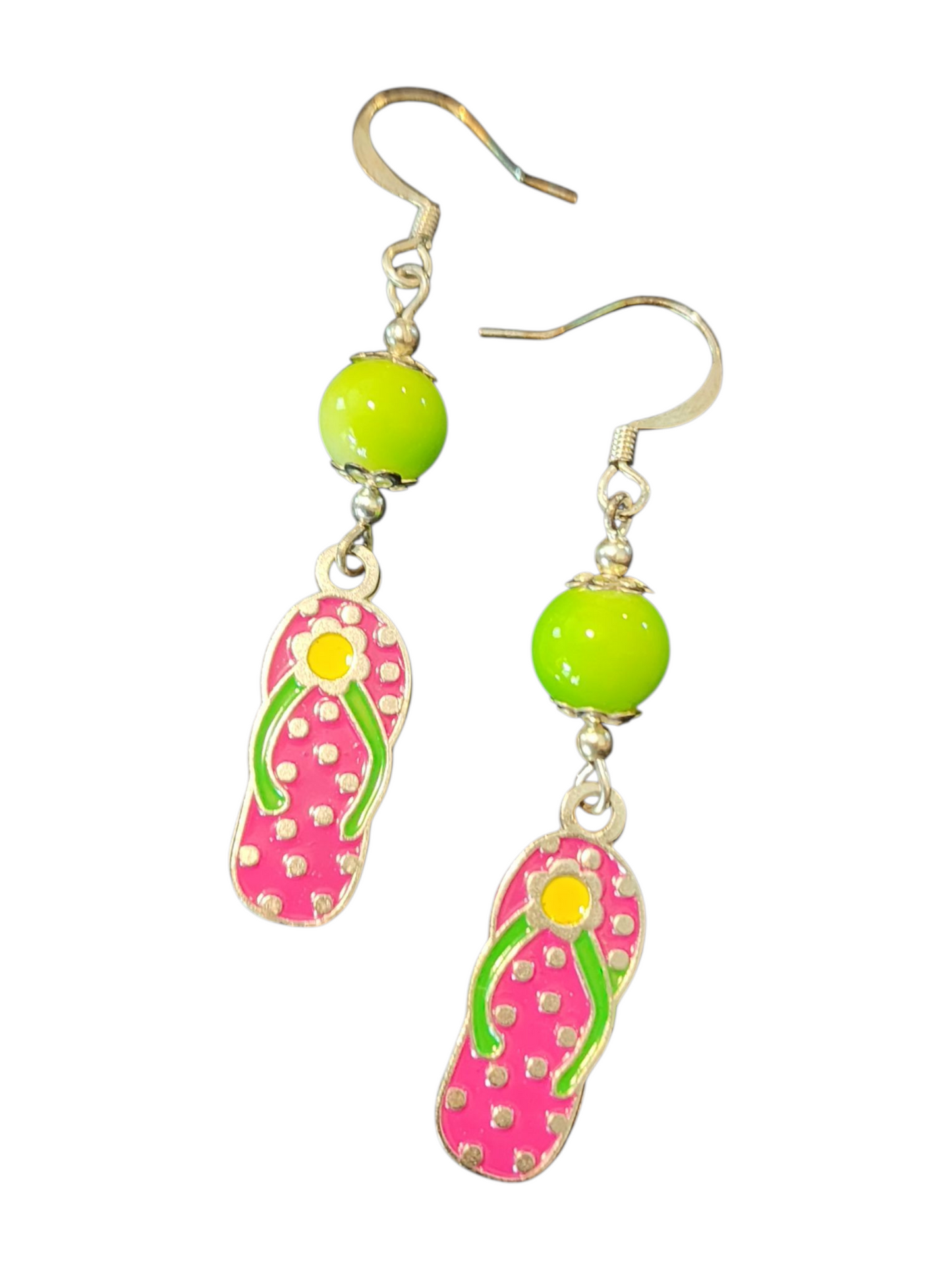 Handmade Enamel Metal Charm Earrings – Flip Flops, Assorted Colors