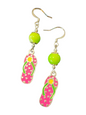 Handmade Enamel Metal Charm Earrings – Flip Flops, Assorted Colors