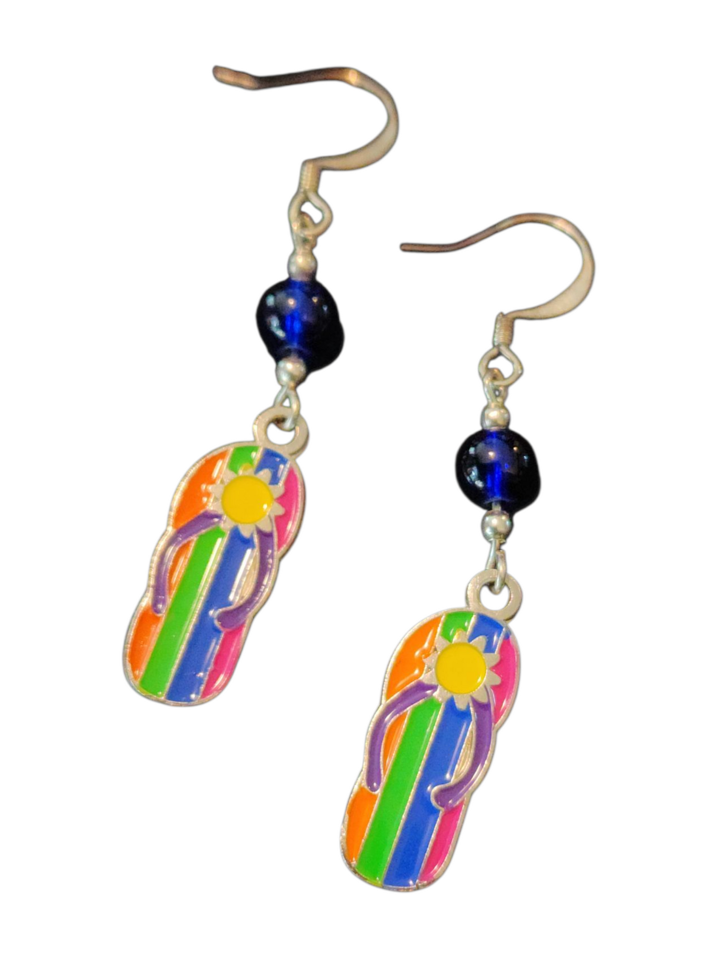 Handmade Enamel Metal Charm Earrings – Flip Flops, Assorted Colors
