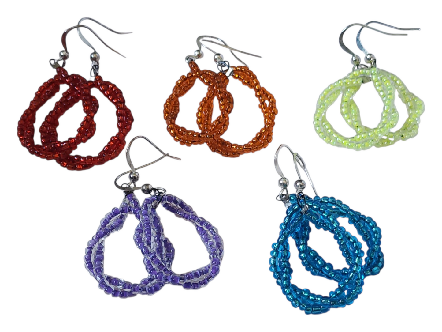 Beaded Earrings, Rainbow Twists