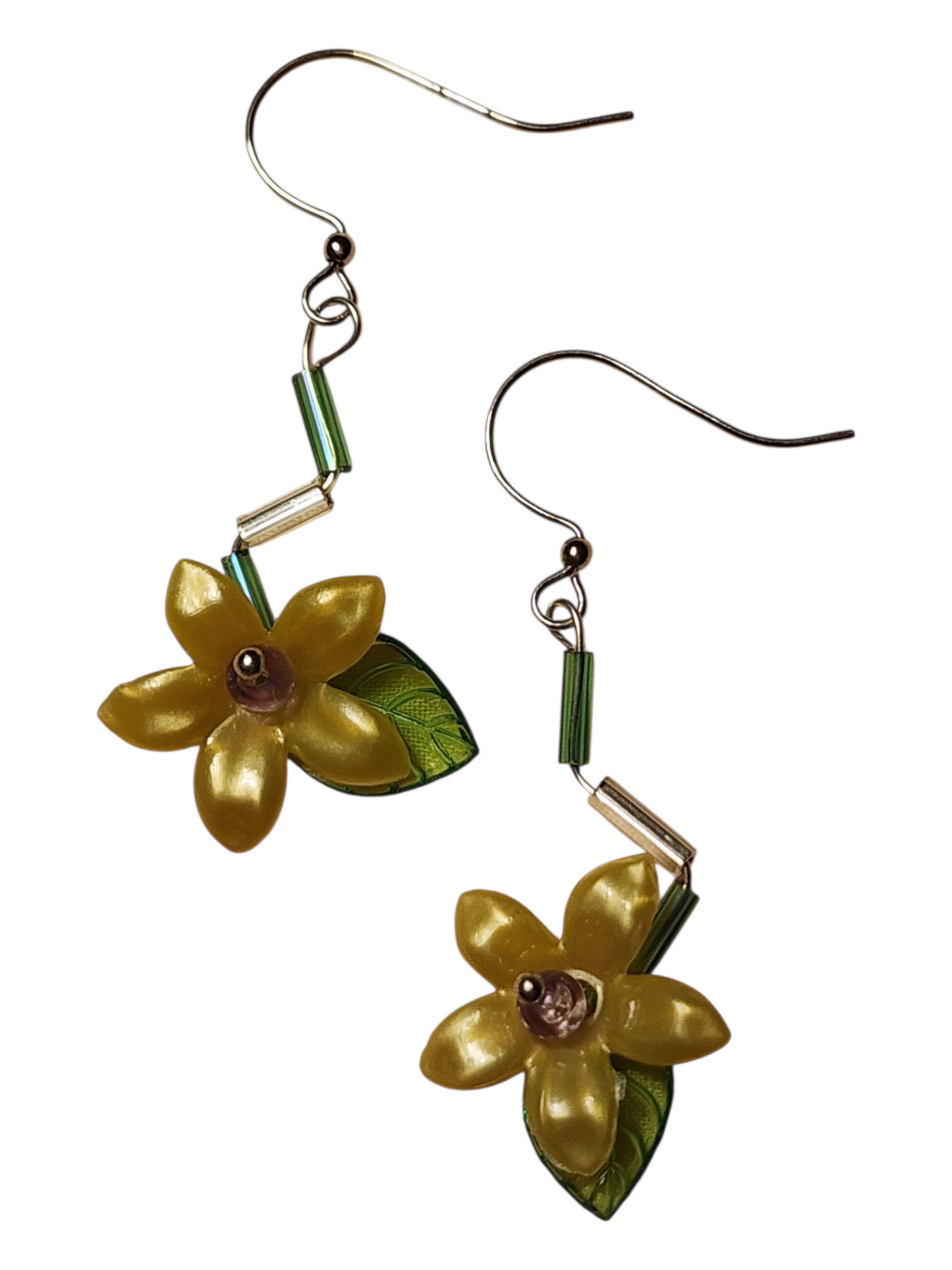 Handmade Beaded Earrings, Flower Drops - Assorted Colors