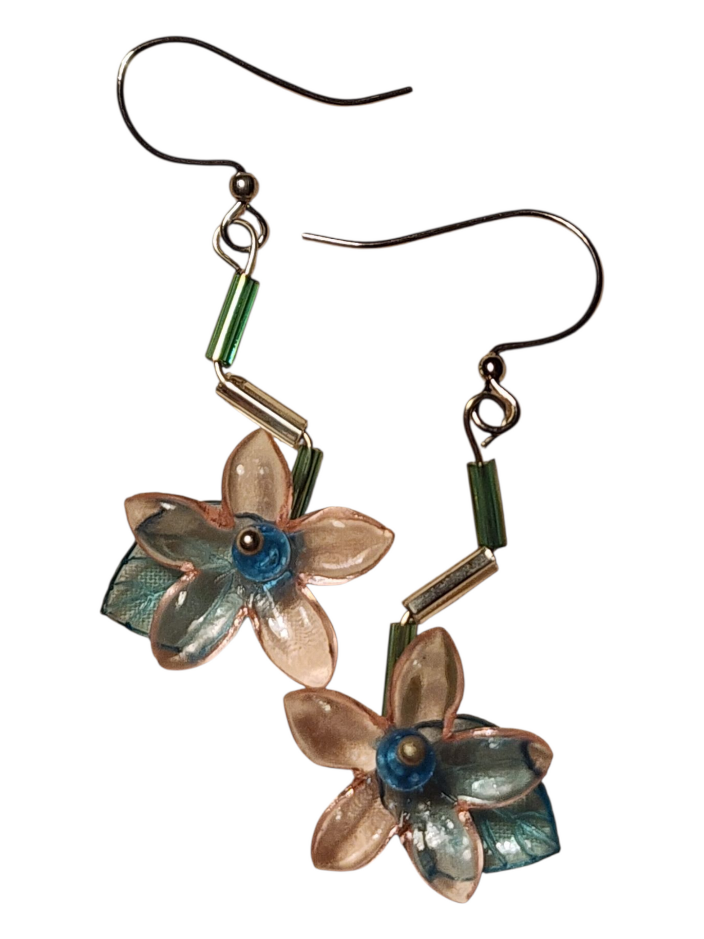 Handmade Beaded Earrings, Flower Drops - Assorted Colors