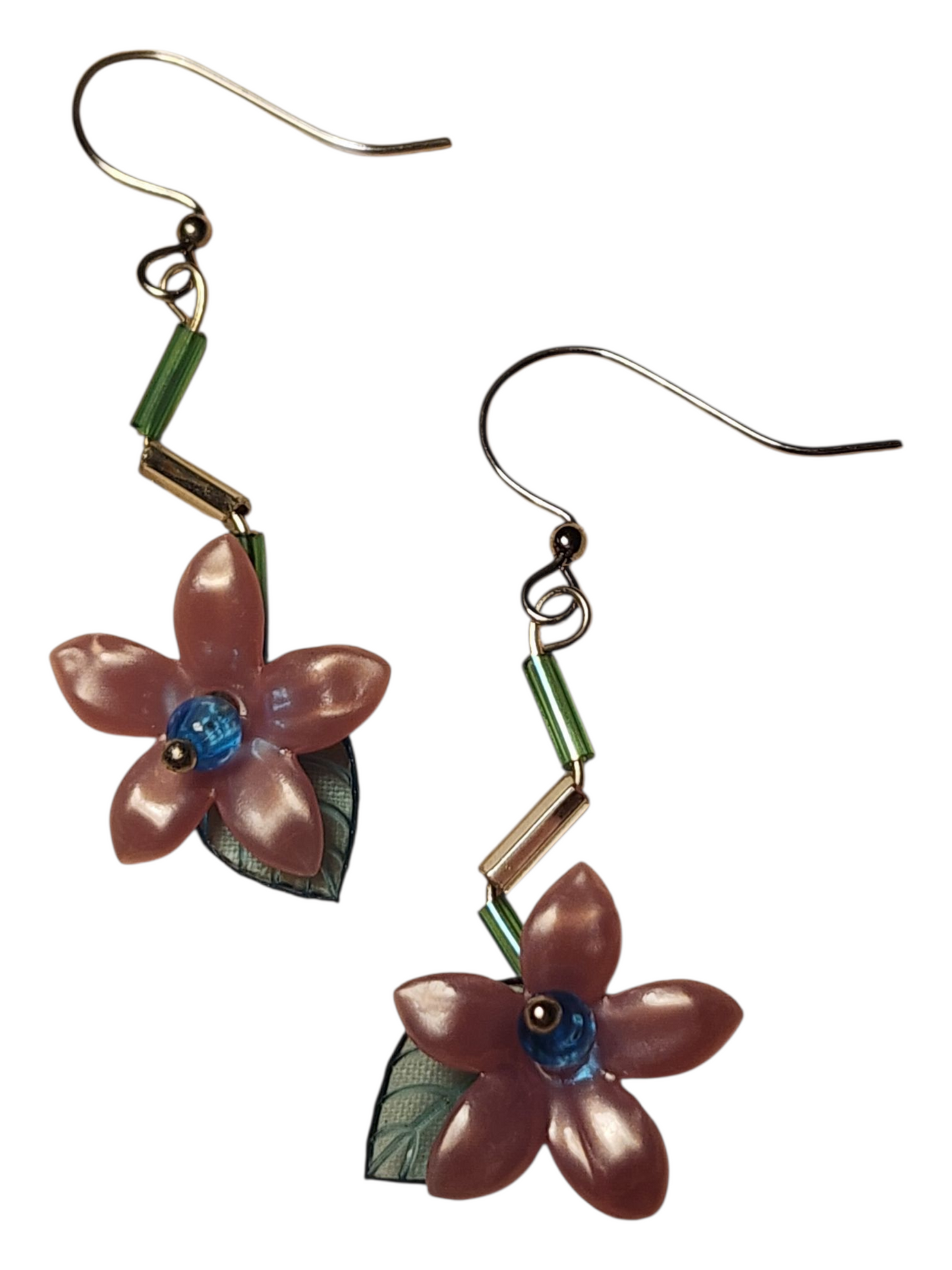 Handmade Beaded Earrings, Flower Drops - Assorted Colors