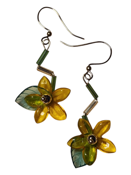 Handmade Beaded Earrings, Flower Drops - Assorted Colors