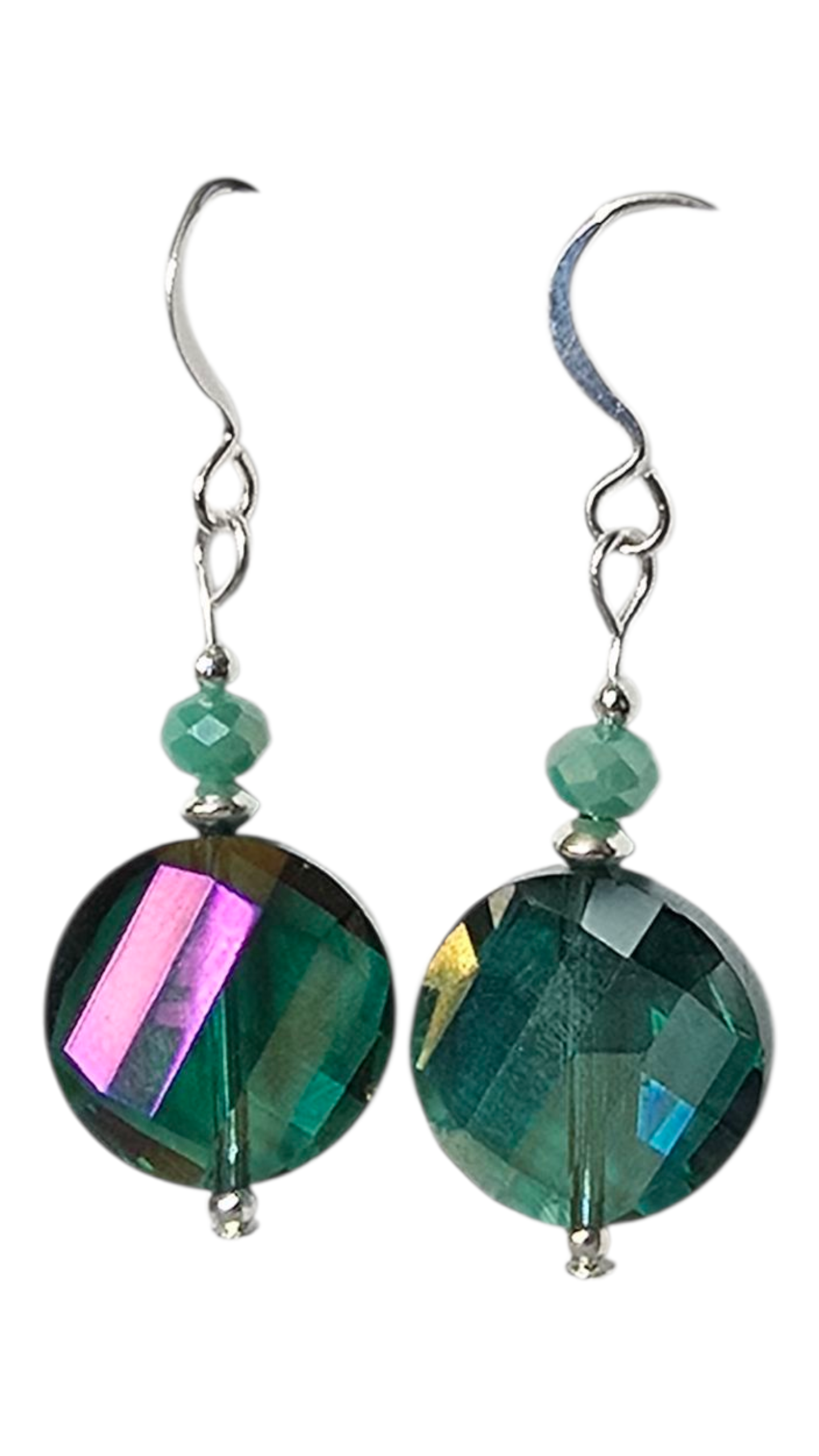 Beaded Earrings - Crystal Discs, Assorted Colors