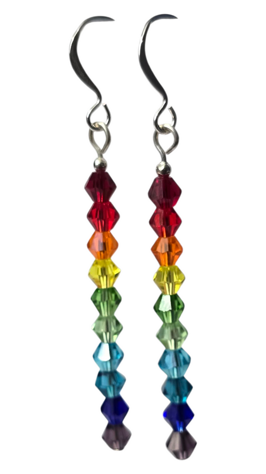 Beaded Earrings - Crystal Drop, Rainbow