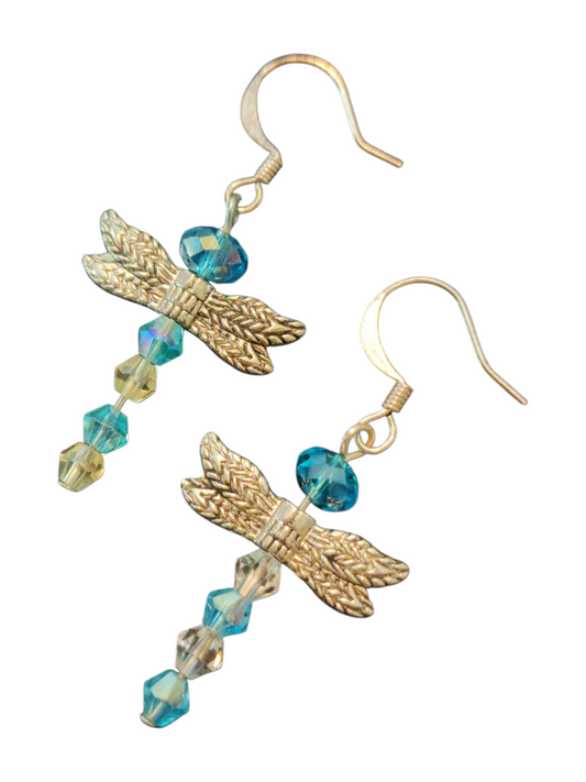 Handmade Earrings, Crystal Dragonfly - Assorted Colors