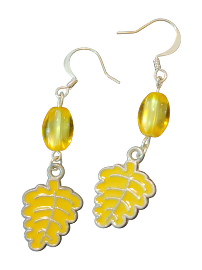 Handmade Fall Earrings, Metal Leaves Charm - Assorted Colors