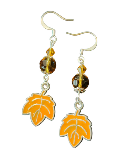 Handmade Fall Earrings, Metal Leaves Charm - Assorted Colors