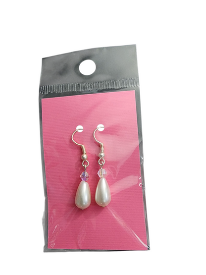 Jewelry - Earrings - Teardrop Pearl & Crystal - Small