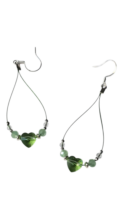 Elegant Wire Teardrop Earrings – Handmade with Crystals