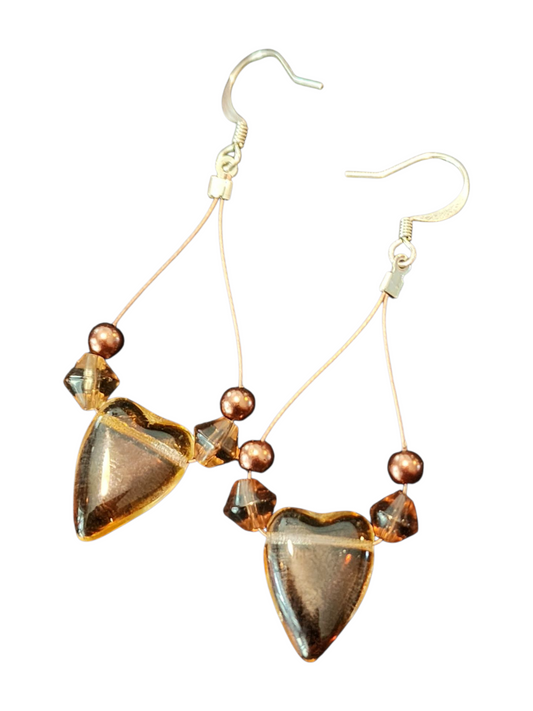 Handmade Earrings  - Wire Teardrops with Glass