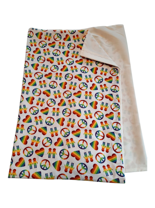 Handcrafted Standard Pillowcase – Hearts & Rainbows