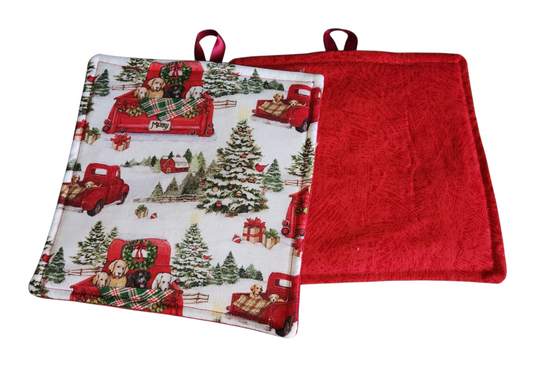 Handmade Potholder, 2-Pack Assorted Holiday Prints
