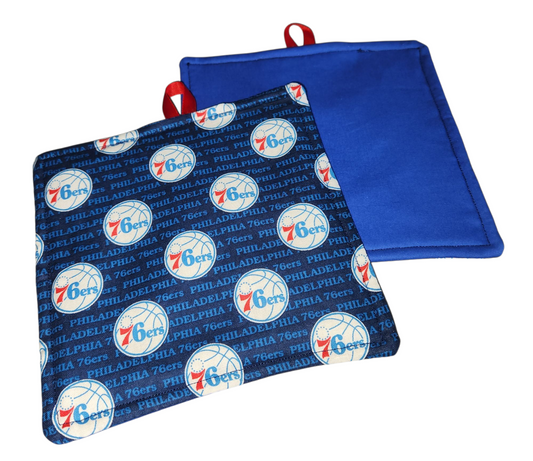 Handmade Potholders – 2-Pack – Licensed Philadelphia 76ers Prints